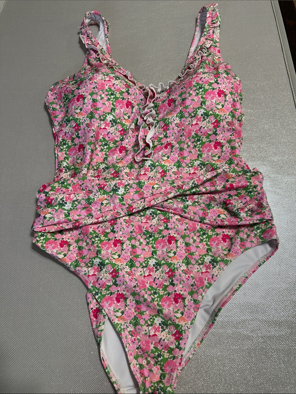 SweetHoney Pink Green Floral One-Piece Swimsuit